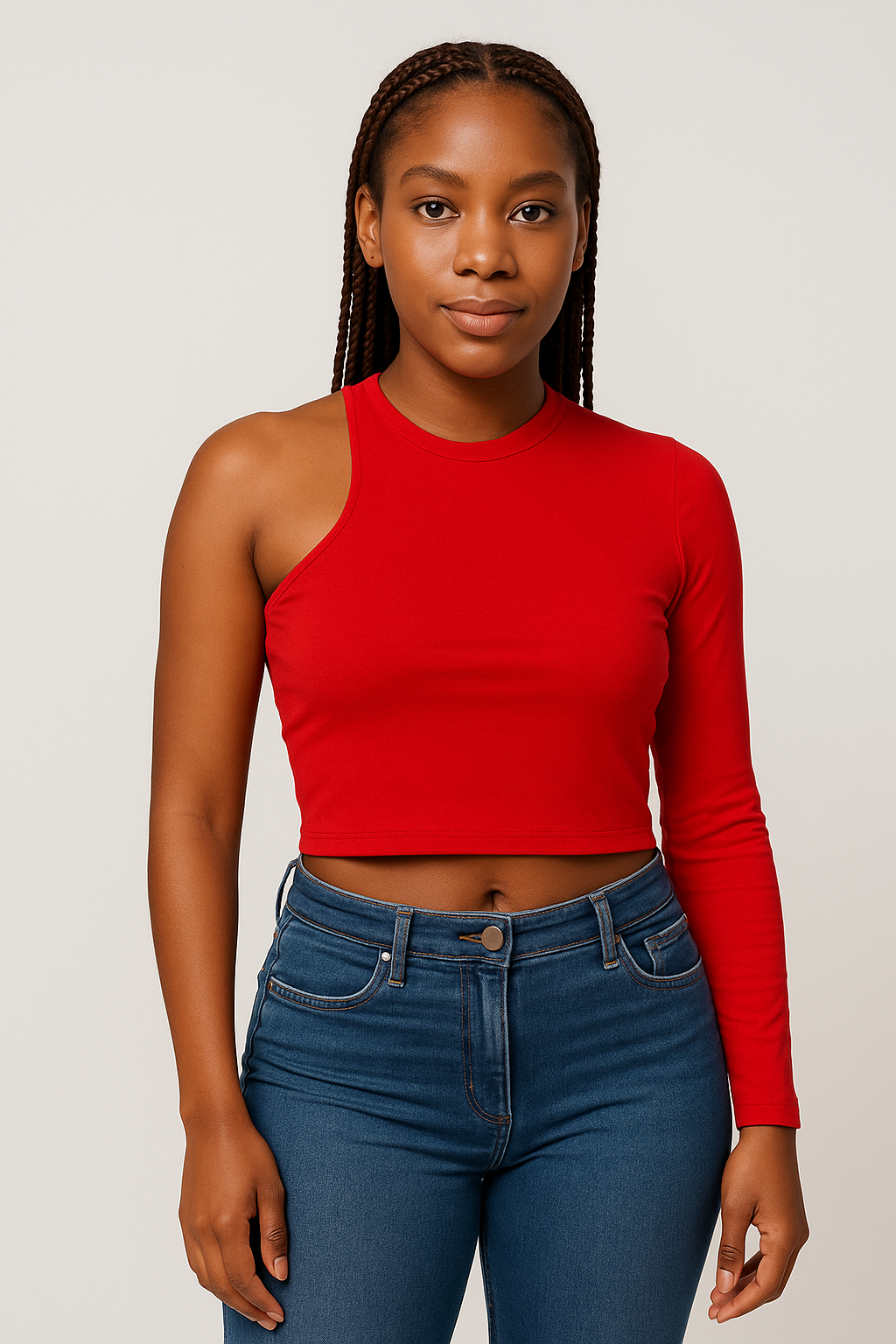Bold Asymmetrical Red Crop Top
