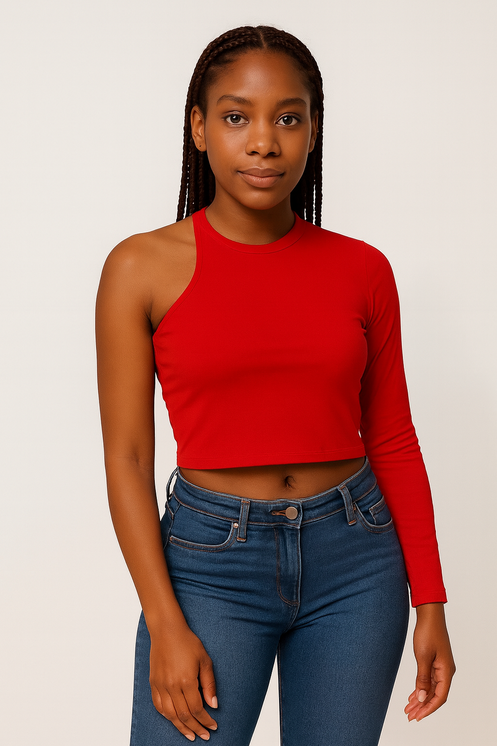 Bold Asymmetrical Red Crop Top