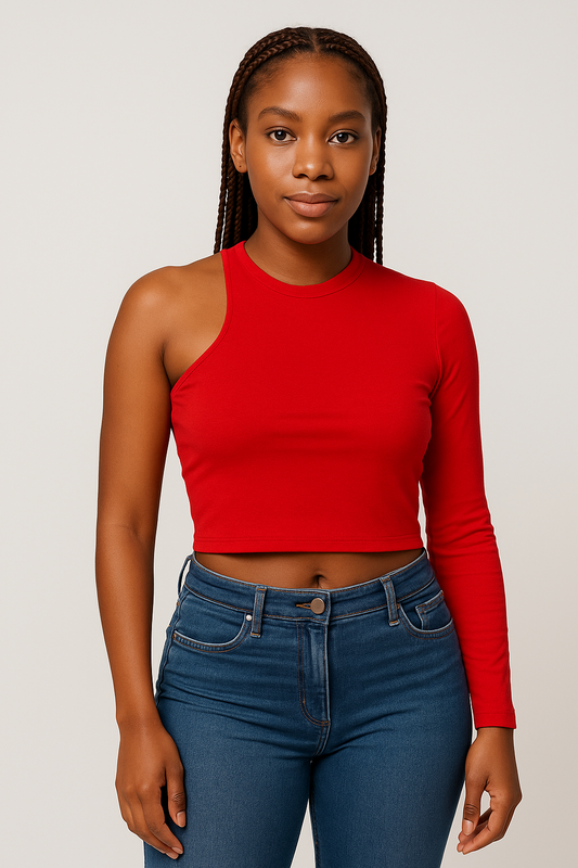 Bold Asymmetrical Red Crop Top