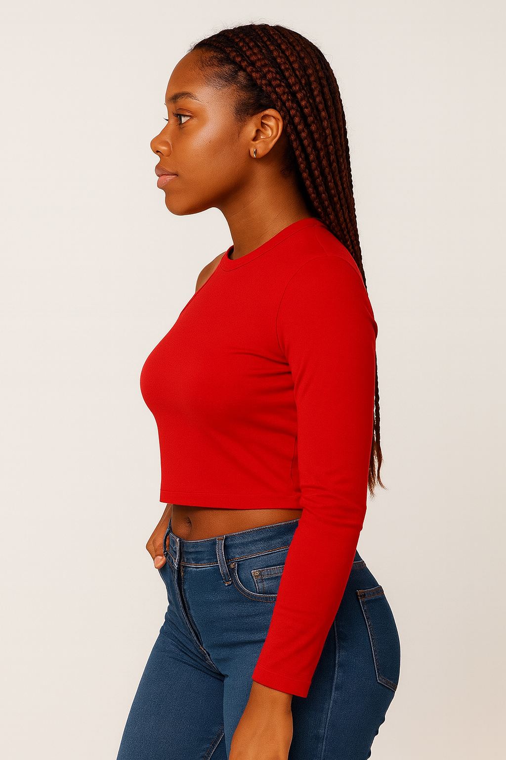 Bold Asymmetrical Red Crop Top